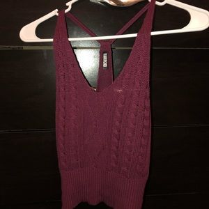 Burgundy knit crop top